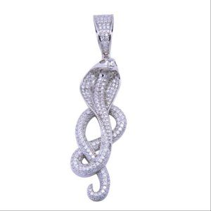 Silver 925 Rhodium Plated CZ Cobra Pendant